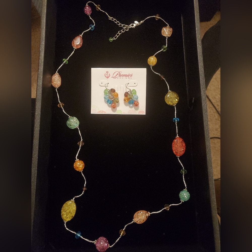 Colorful Beaded Necklace and Earring Set